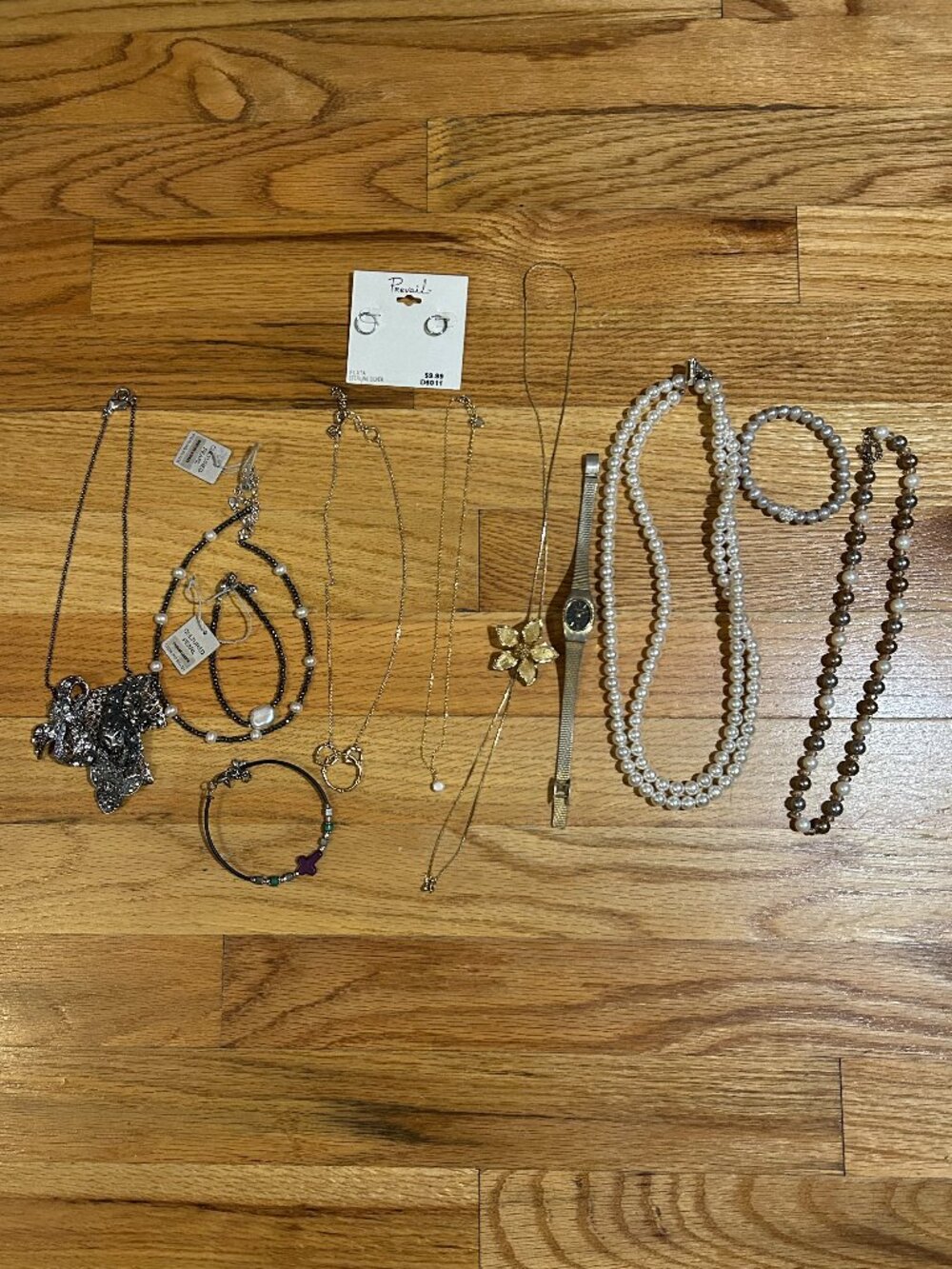MIXED LOT Cultured Pearl Sterling Silver Necklace Watch Earrings Bracelet
